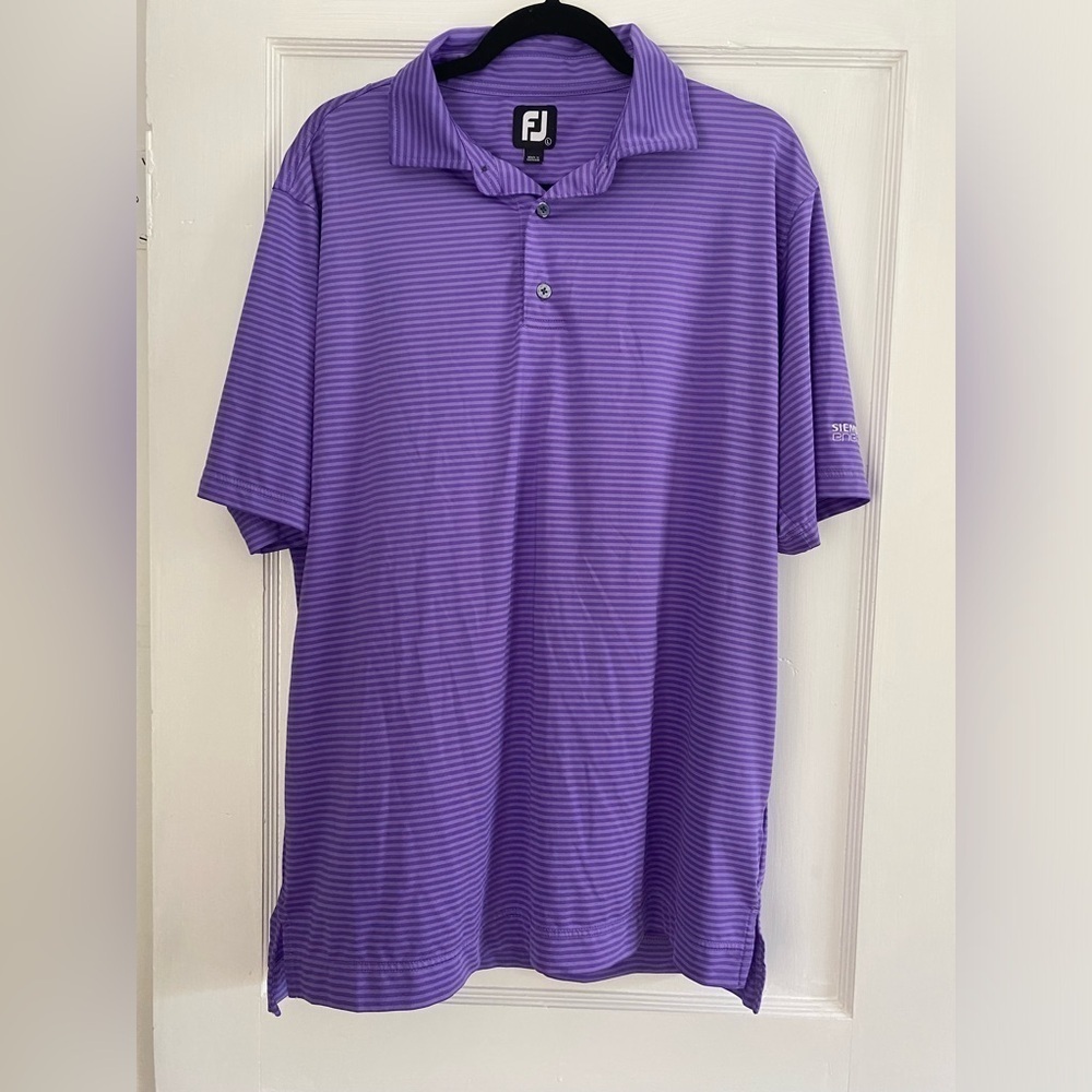 FOOTJOY Performance Golf Short Sleeve Pique Polo Men’s Size L in Purple Stripe - Picture 4 of 9